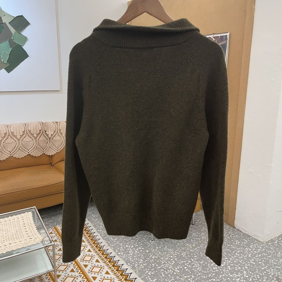 유니클로 X JW앤더슨 수플레얀 반집업 말차카키 니트 S C10497 상품이미지4