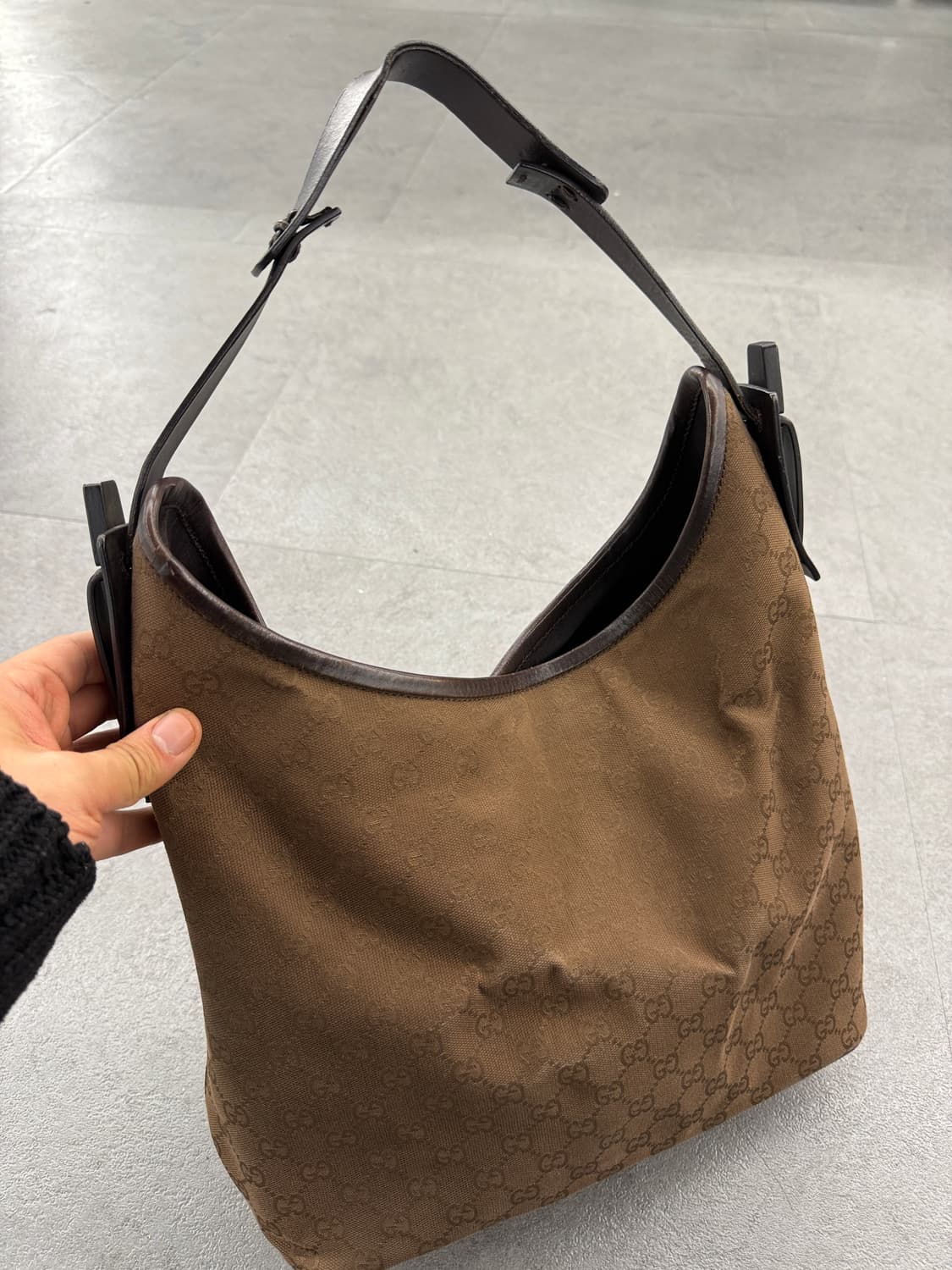 구찌 정품 GG 캔버스 호보백 브라운 상품이미지4