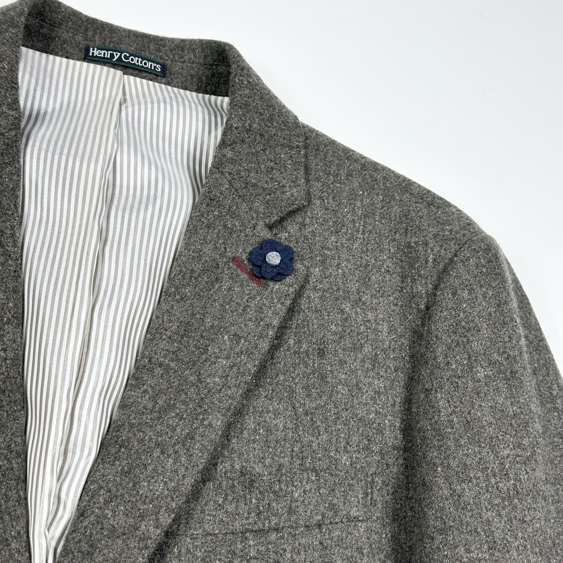 헨리코튼 클래식 브로치 울 모직 블레이져 그레이 M 상품이미지3