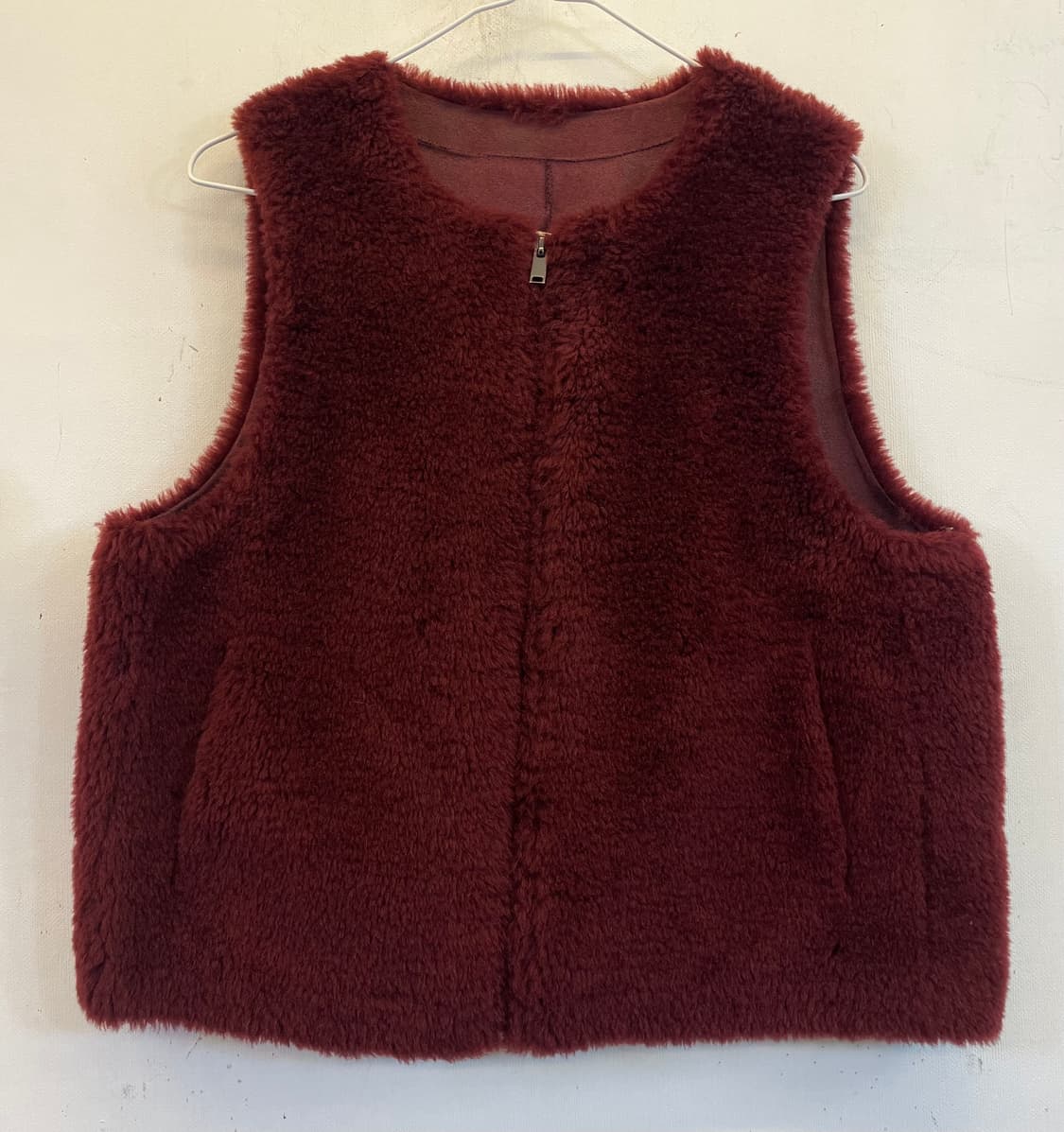 LIOBELL 버건디 양모조끼 베스트 털조끼 양모울100% 상품이미지1