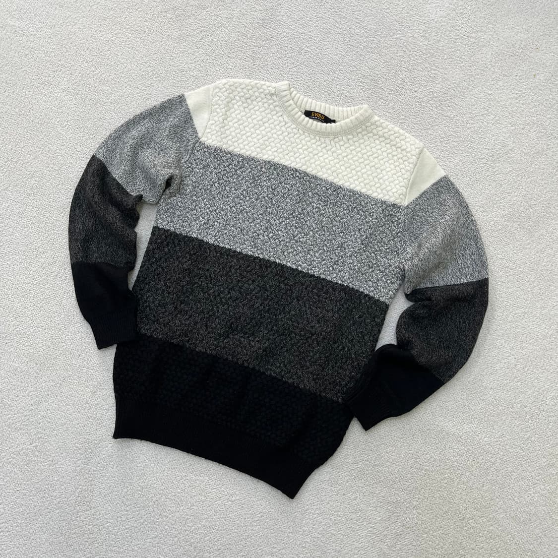 100 에비수 배색 라운드 니트 0402M 상품이미지1