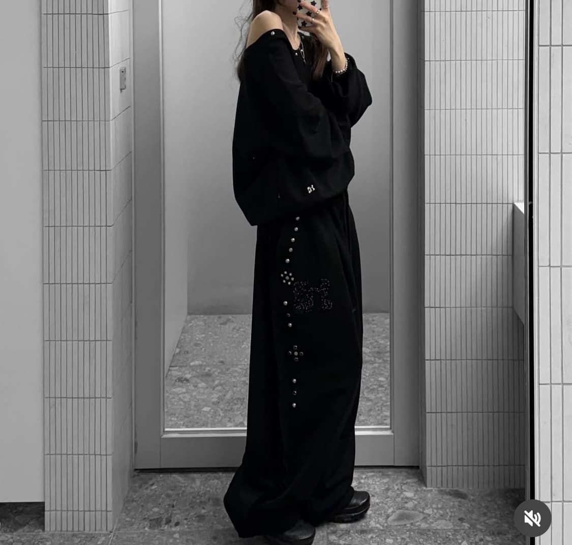 홀리넘버세븐 원턱스트링팬츠 블랙 상품이미지4