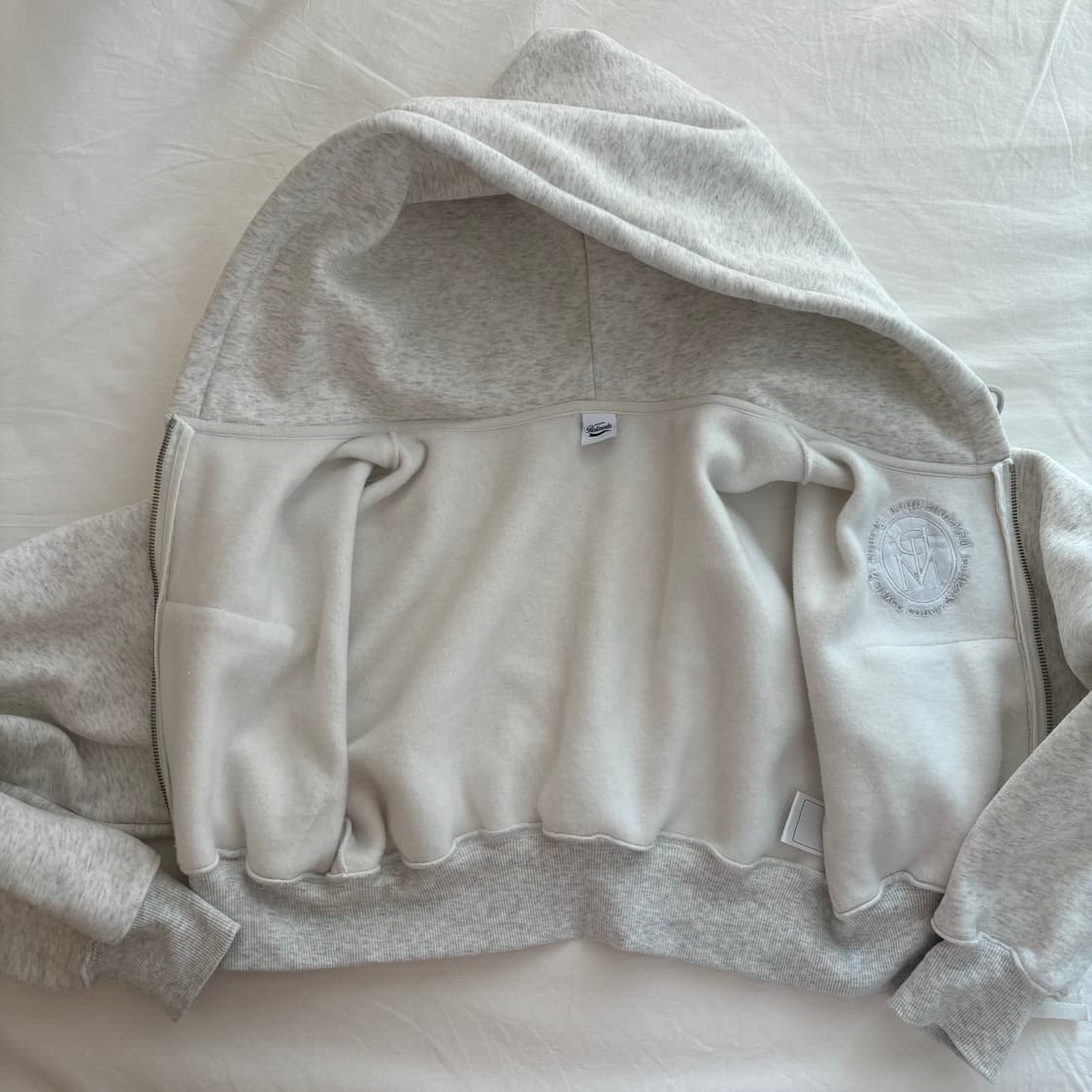 파르티멘토 우먼 기모 크롭 후드집업 멜란지 1회 착용 거의 새 옷 상품이미지5