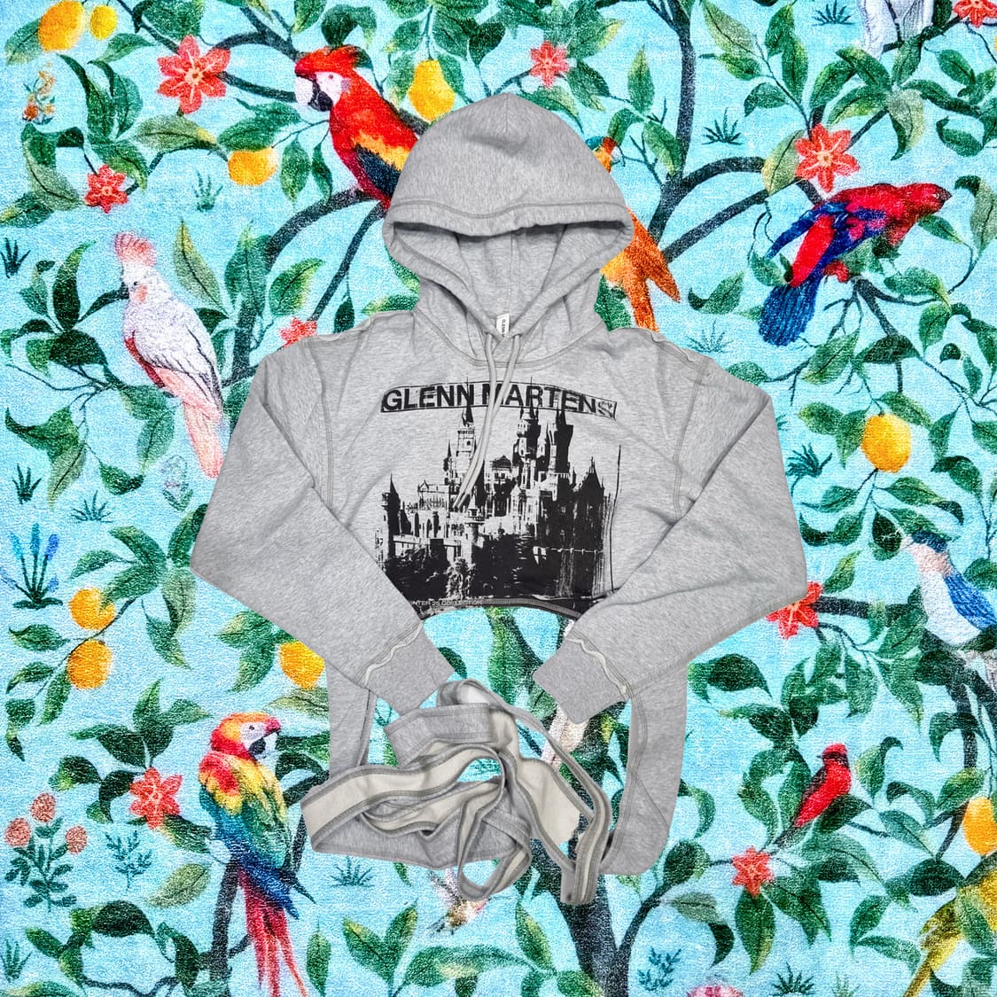 H&M 글렌마틴스 * 타이 디테일 프린트 후디 * 그레이 * M 상품이미지1