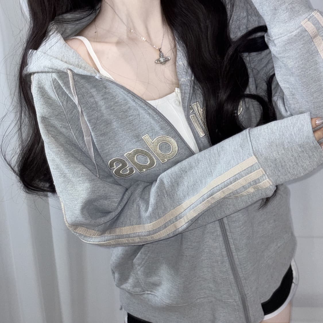 🐰아디다스 그레이 빅로고 코튼 후드집업 추천🍥 상품이미지1