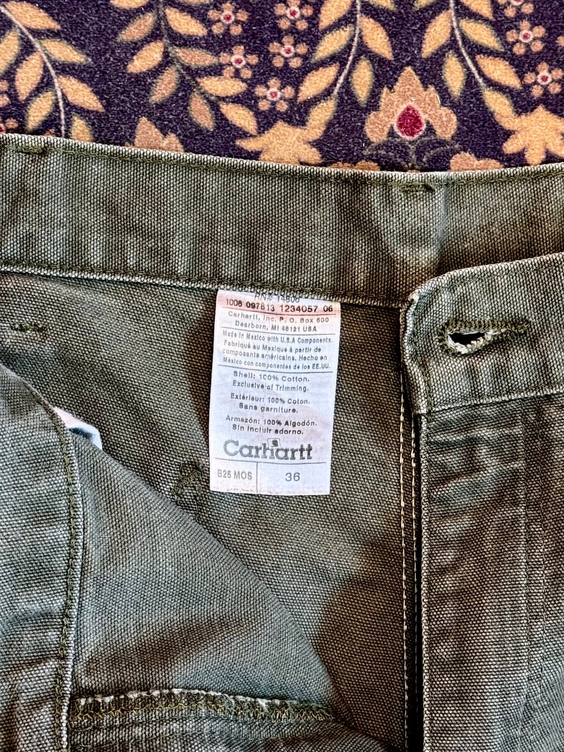 00s OG 칼하트 카펜터 싱글니 쇼츠 모스그린 상품이미지2