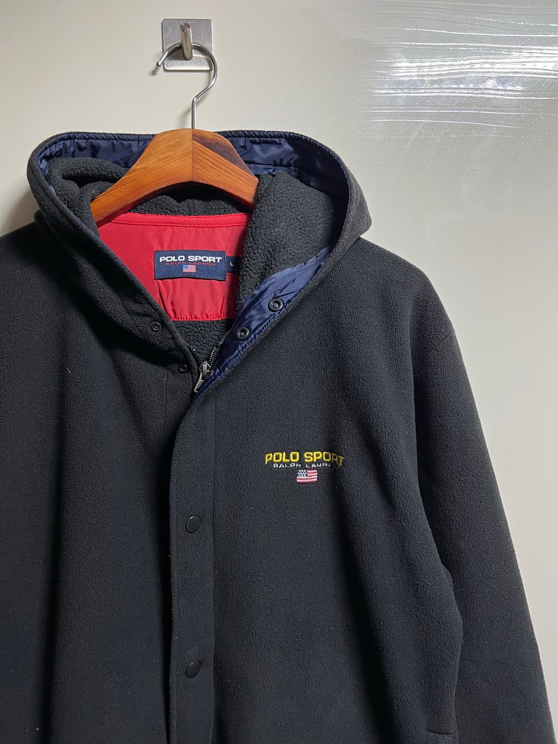 폴로 스포츠 블랙 후리스 후드 집업 상품이미지2