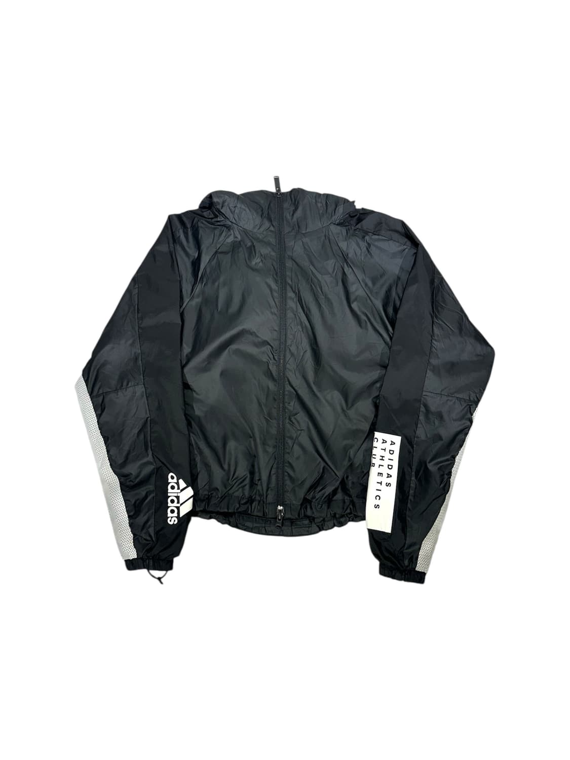 아디다스 블랙 화이트 로고 후드 바람막이 자켓 S 상품이미지5