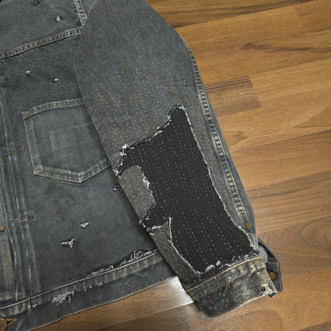 [3]아나크로놈 FrontTuck 데님자켓블랙 보로 anachronorm 상품이미지3