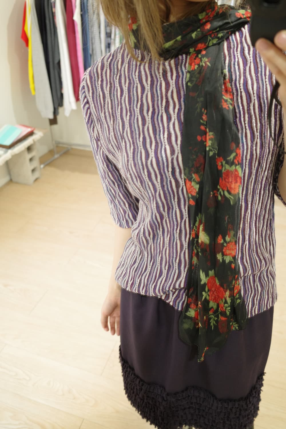 black flower scarf 상품이미지5