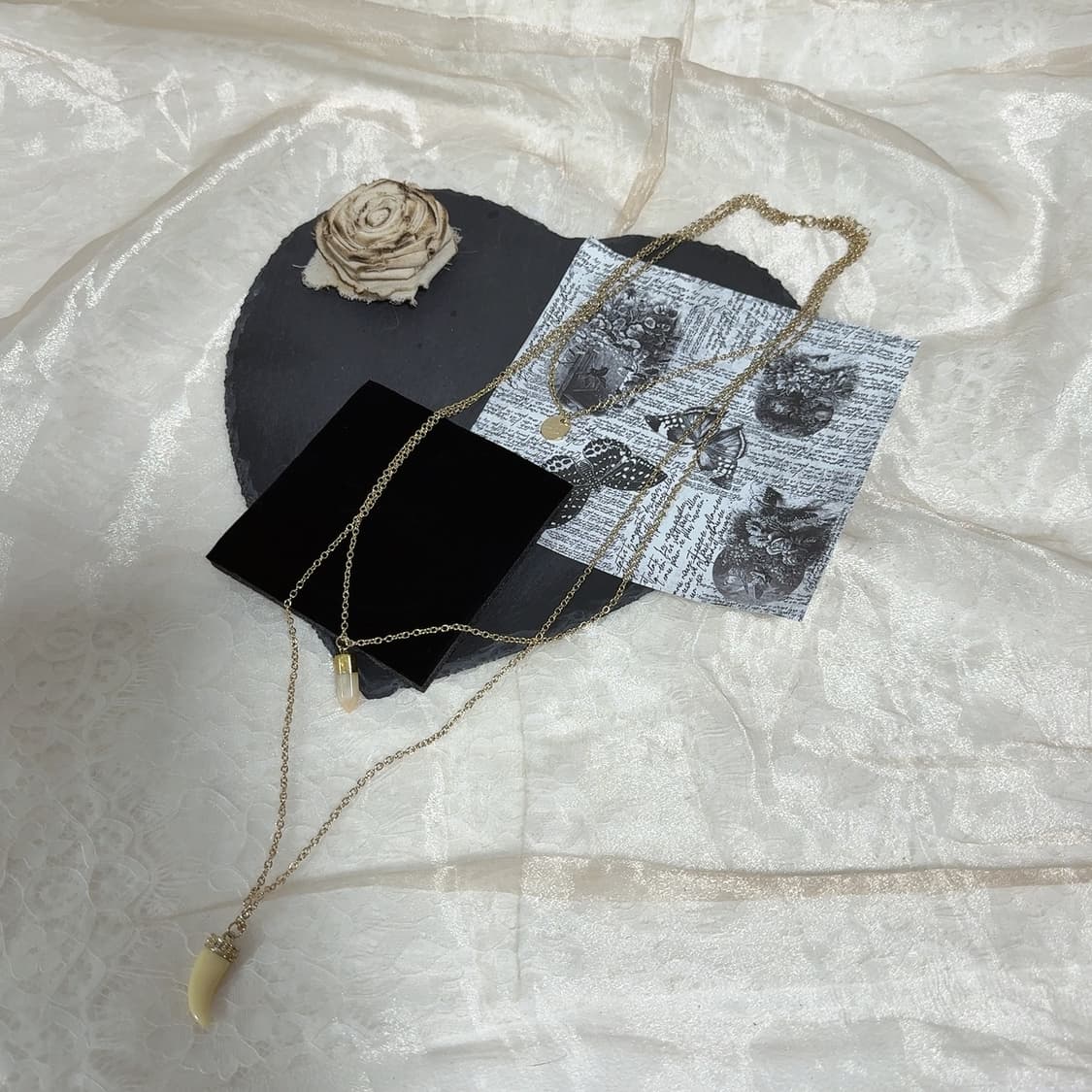 빈티지 해머링 오리에탈 치아 레이어드 목걸이 상품이미지2