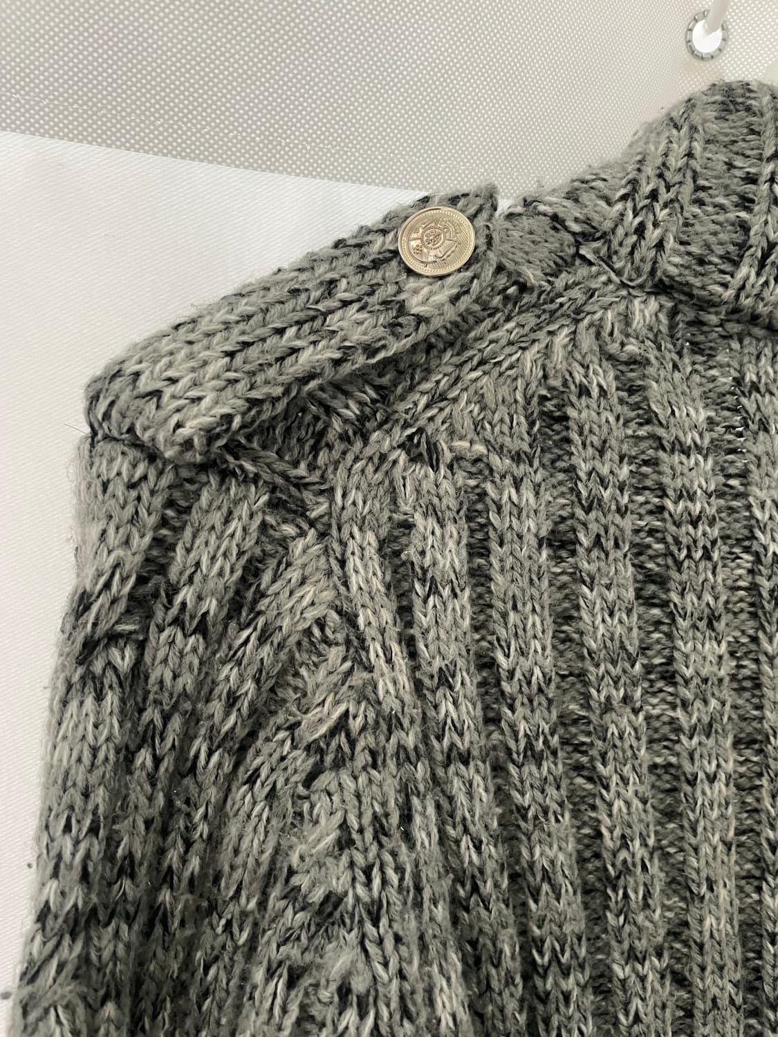 그레이 멜란지 집업 포켓 니트 자켓 상품이미지4