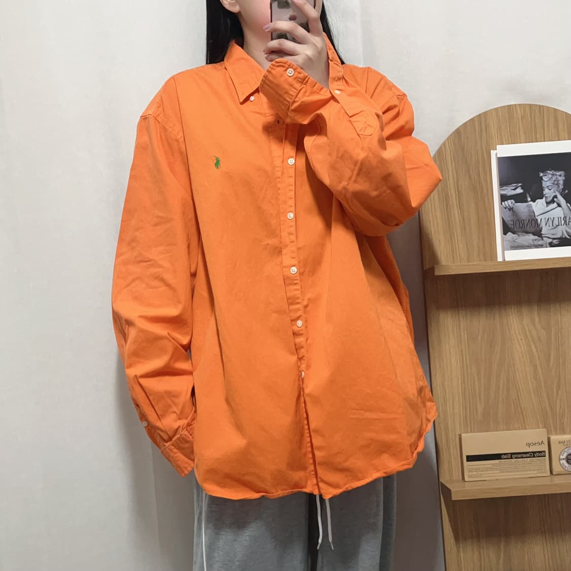 [정품] 폴로 오렌지 / 그린포니 솔리드 셔츠 [ XXL ] 상품이미지3