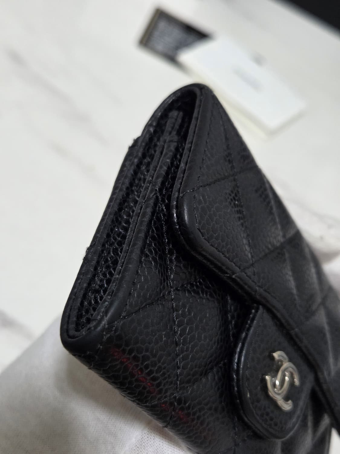 [새상품급] 샤넬 클래식 캐비어 똑딱이 은장 플랩 지갑 상품이미지8