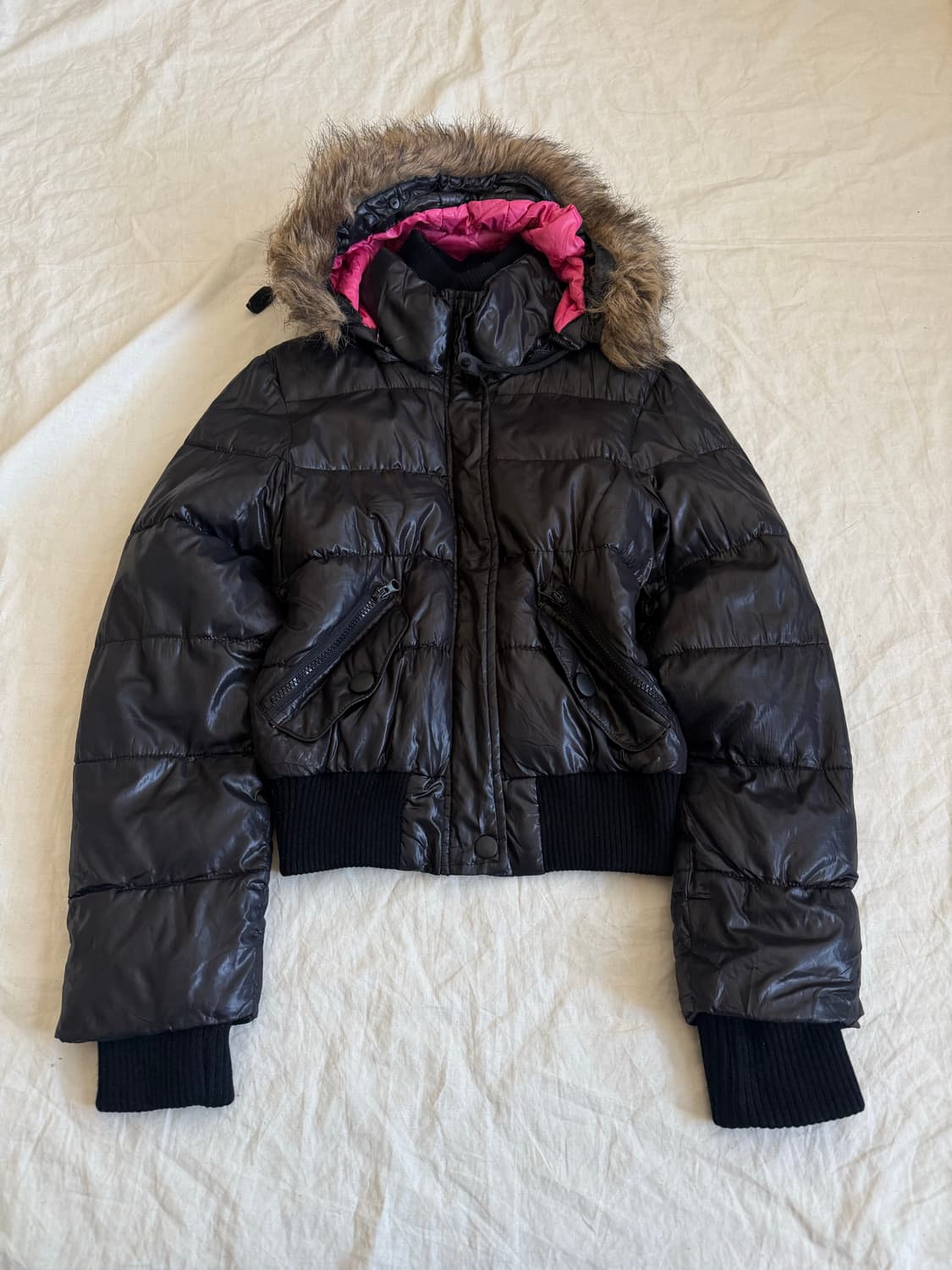 잉그니 블랙 갸루 펑크 y2k 세미크롭 패딩  상품이미지1