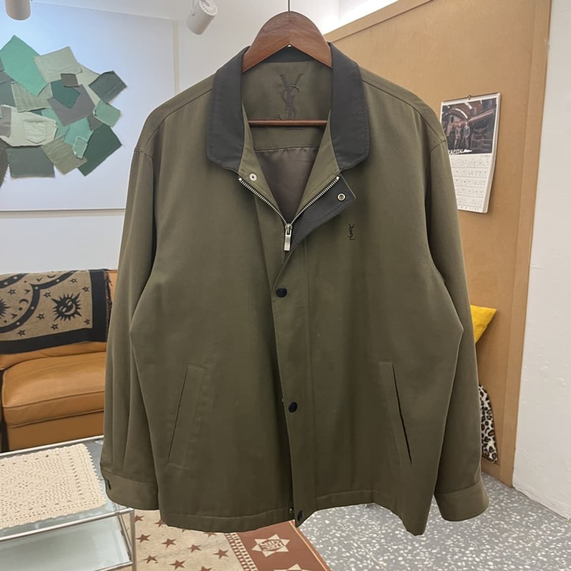 입생로랑 빈티지 말차카키 해링턴 헌팅 워크 자켓 110 C10379 상품이미지3