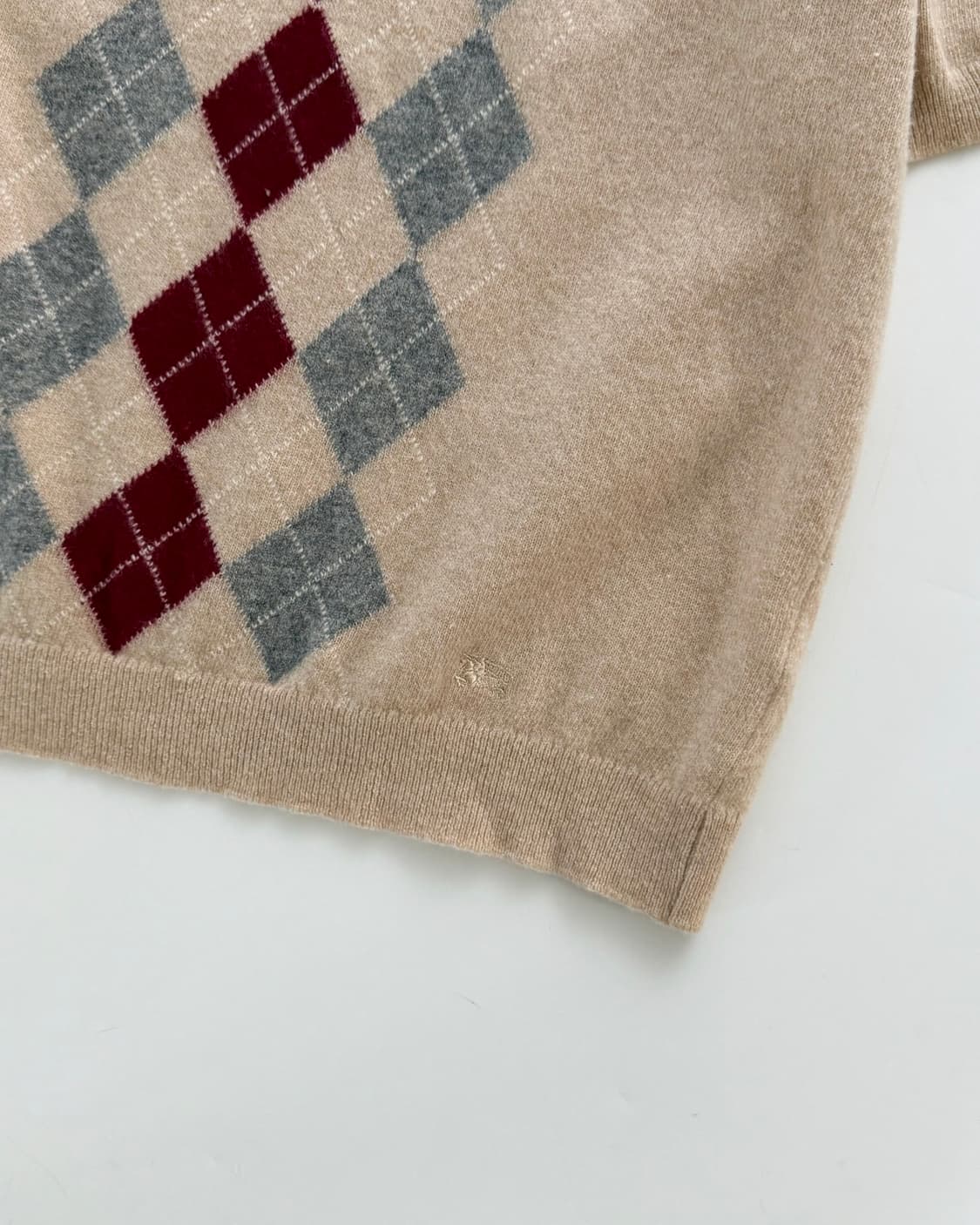 Burberry 버버리 베이지컬러 아가일패턴 반팔 니트 상품이미지5
