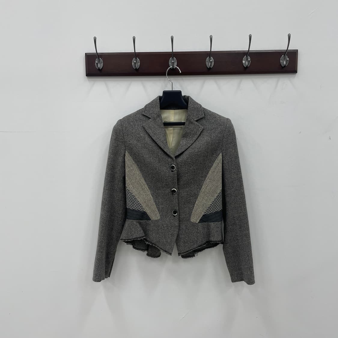 시스템 헤링본 체크 배색 클래식 자켓 상품이미지1