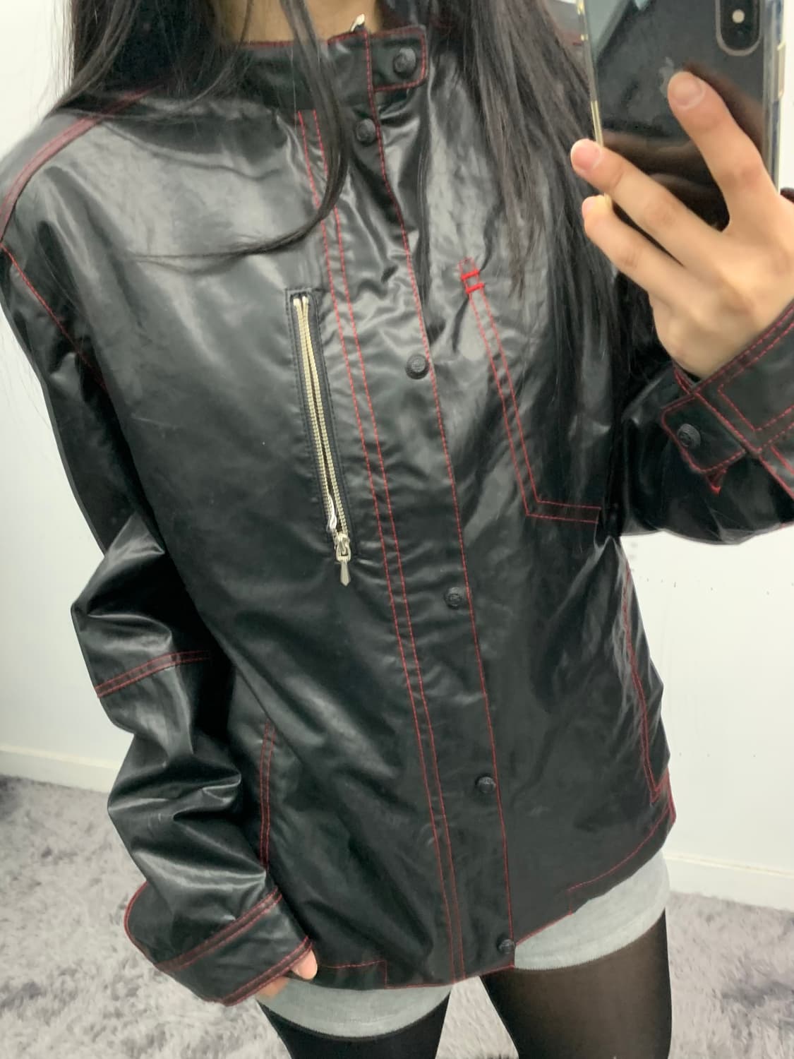 Hombruno 레드 스티치 나일론 자켓 상품이미지3