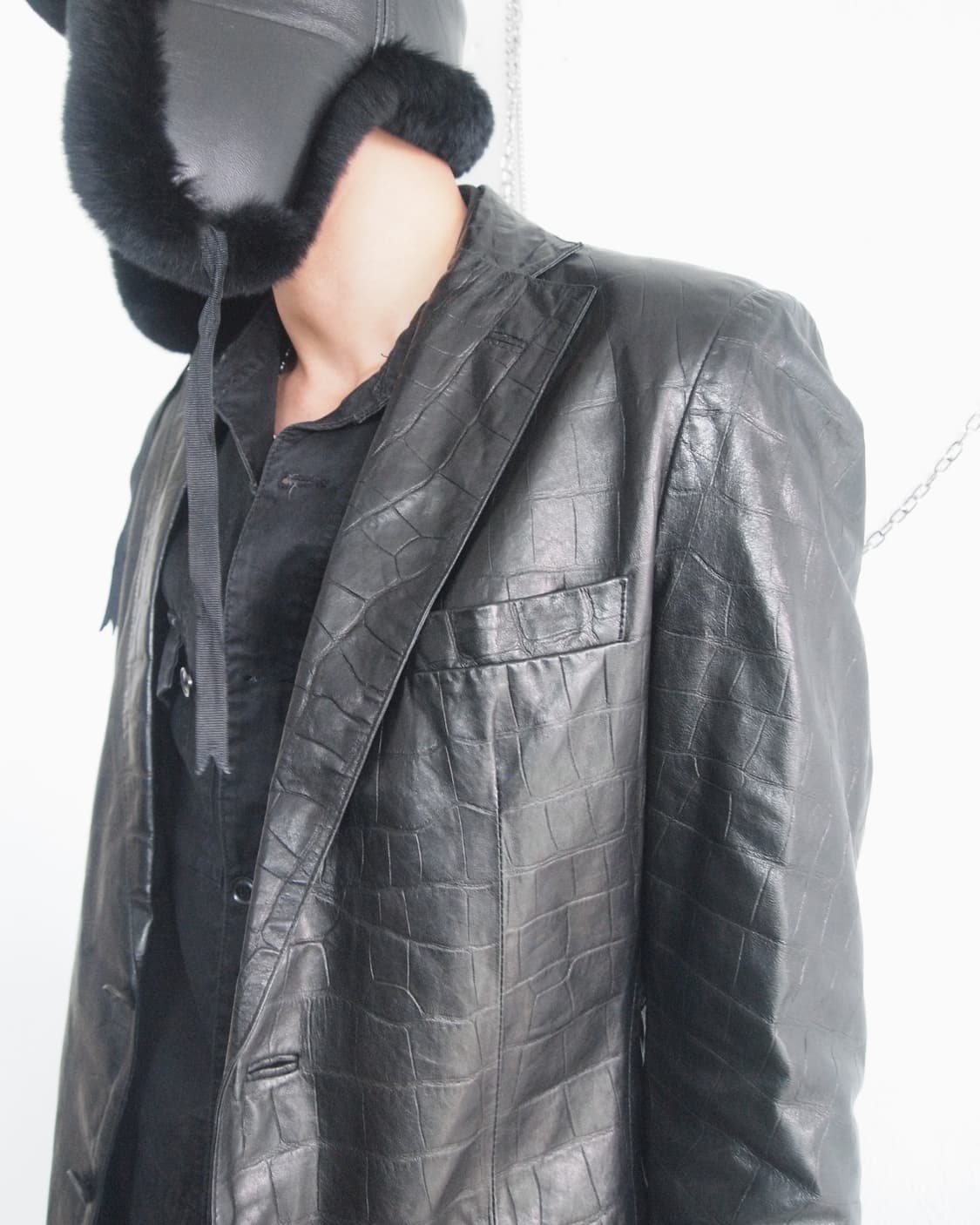 90’s men’s tenoras 크로코 레더 블레이져 상품이미지1