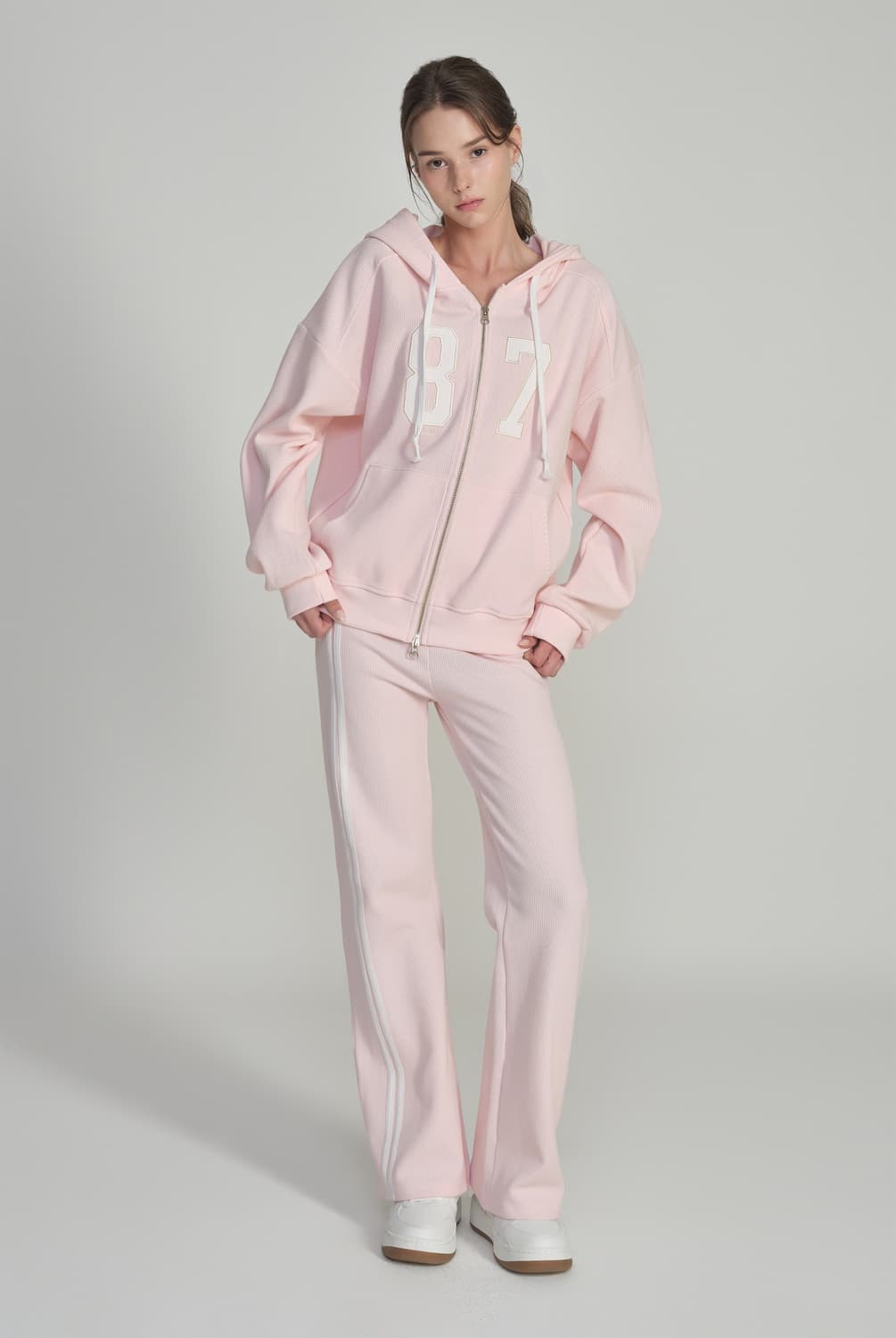 클리시어 후드집업 87 Waffle hooded zip-up, Pink 상품이미지1