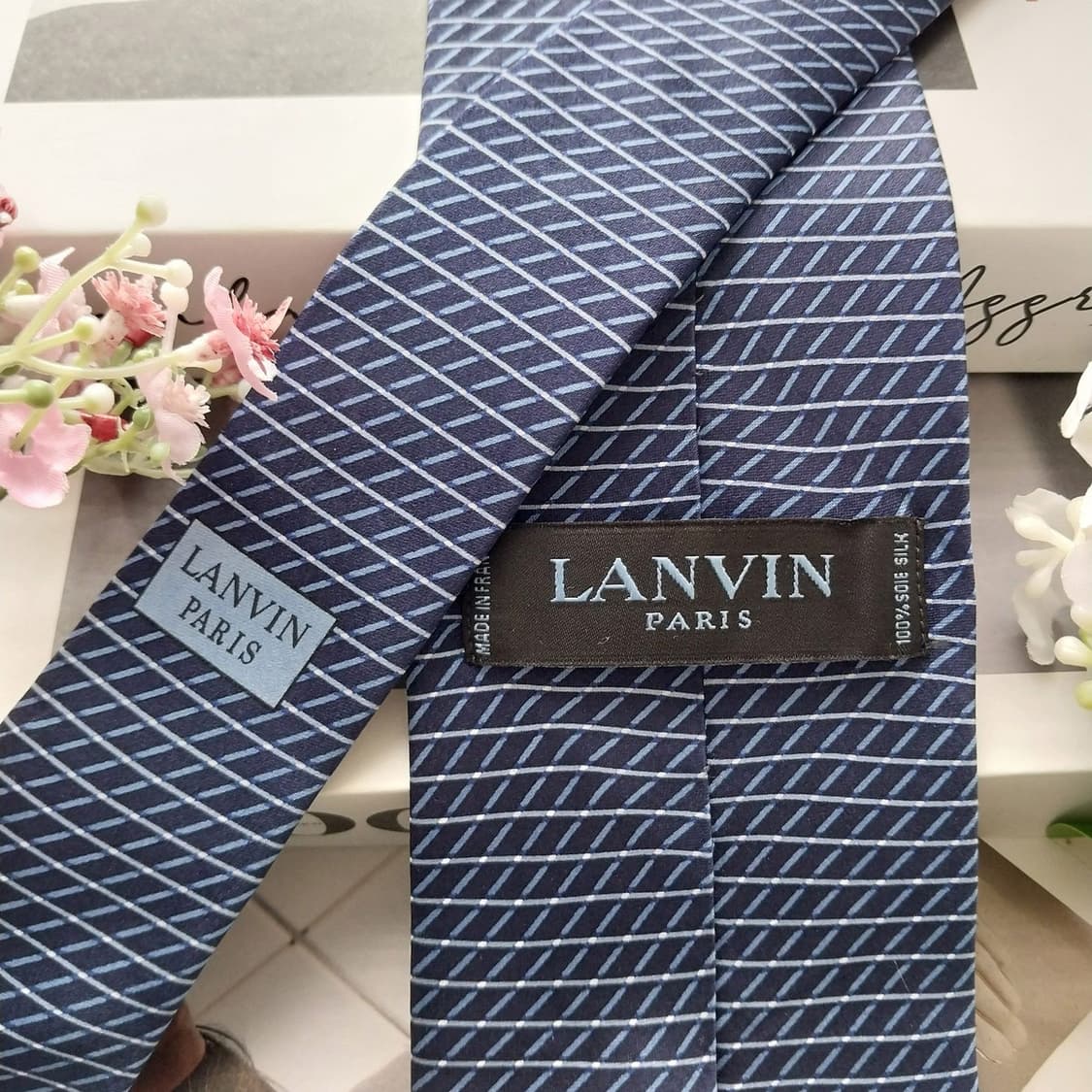 랑방 실크 네이비 스트라이프 넥타이 8.1cm A+등급 K2193 상품이미지6