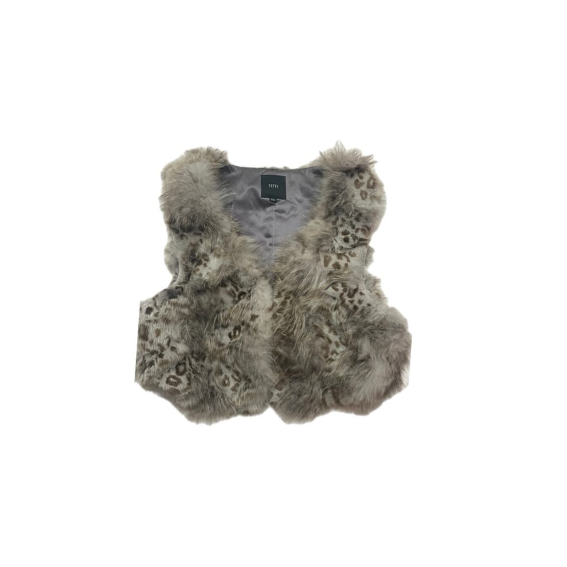 빈티지) 갸루 모카 뮤트 브라운 호피 퍼 베스트 상품이미지1