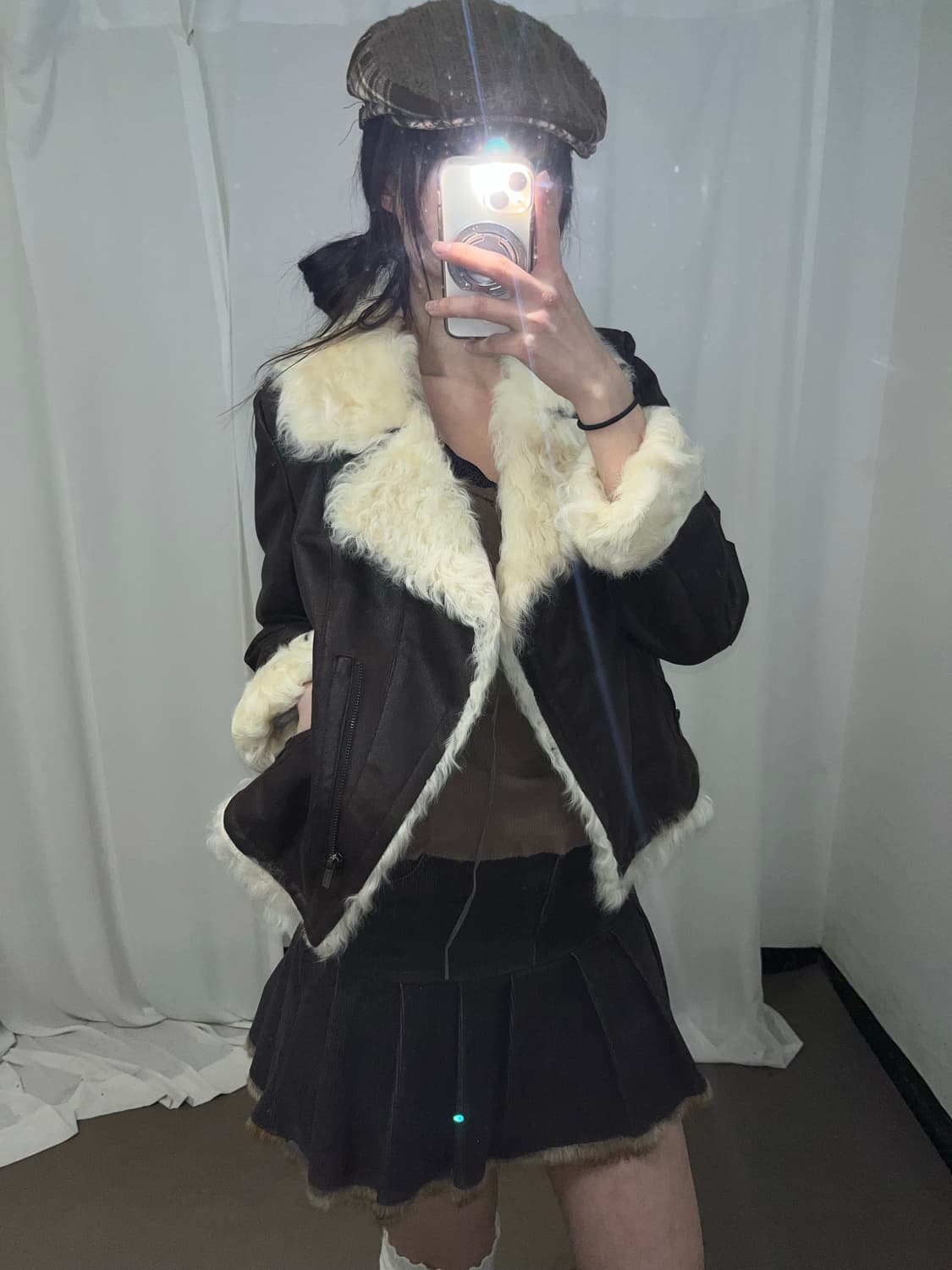 양털 트리밍 브라운 무스탕 상품이미지5