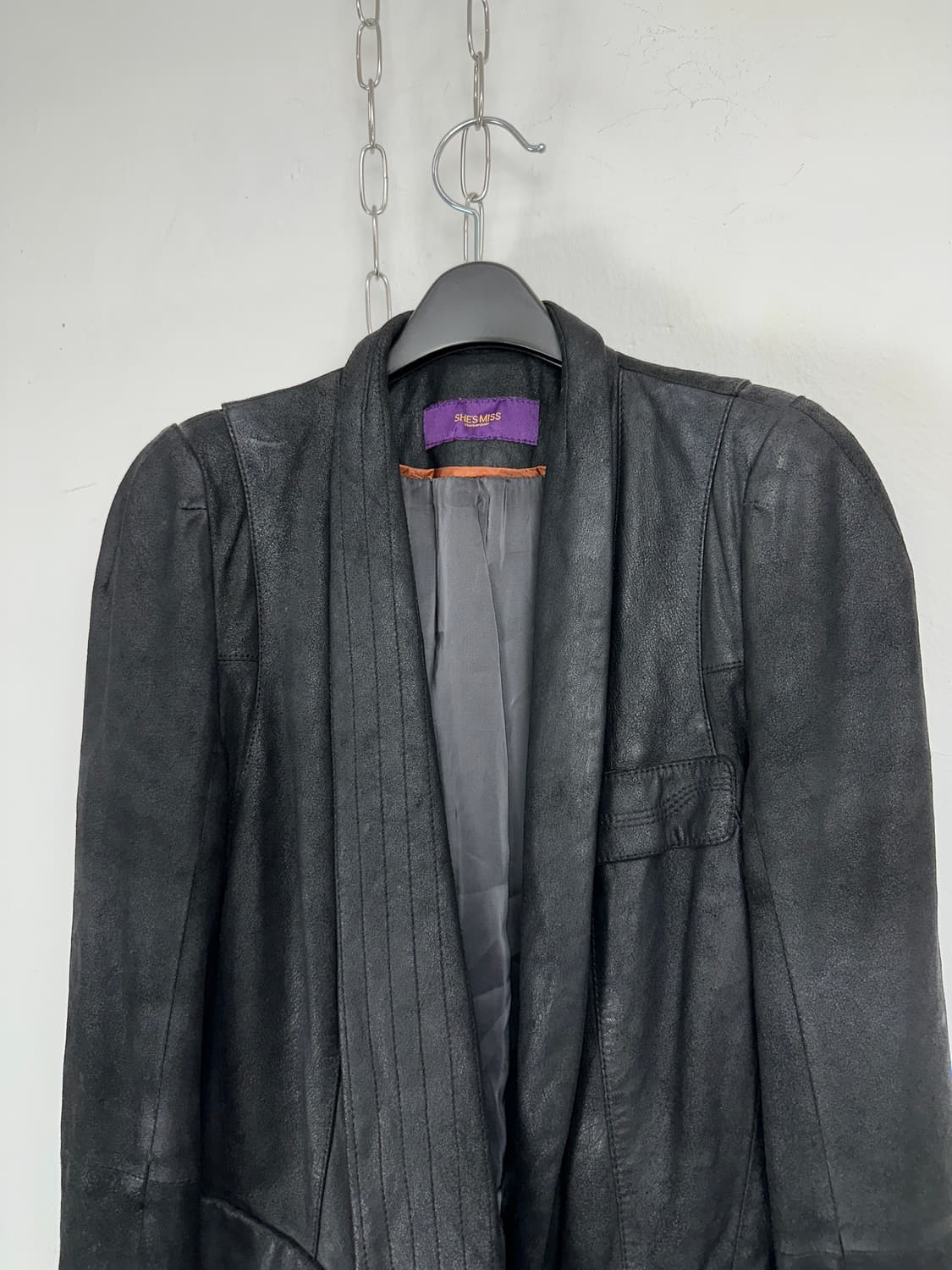 Lambskin Asymmetric Shawl Collar Jacket  상품이미지7