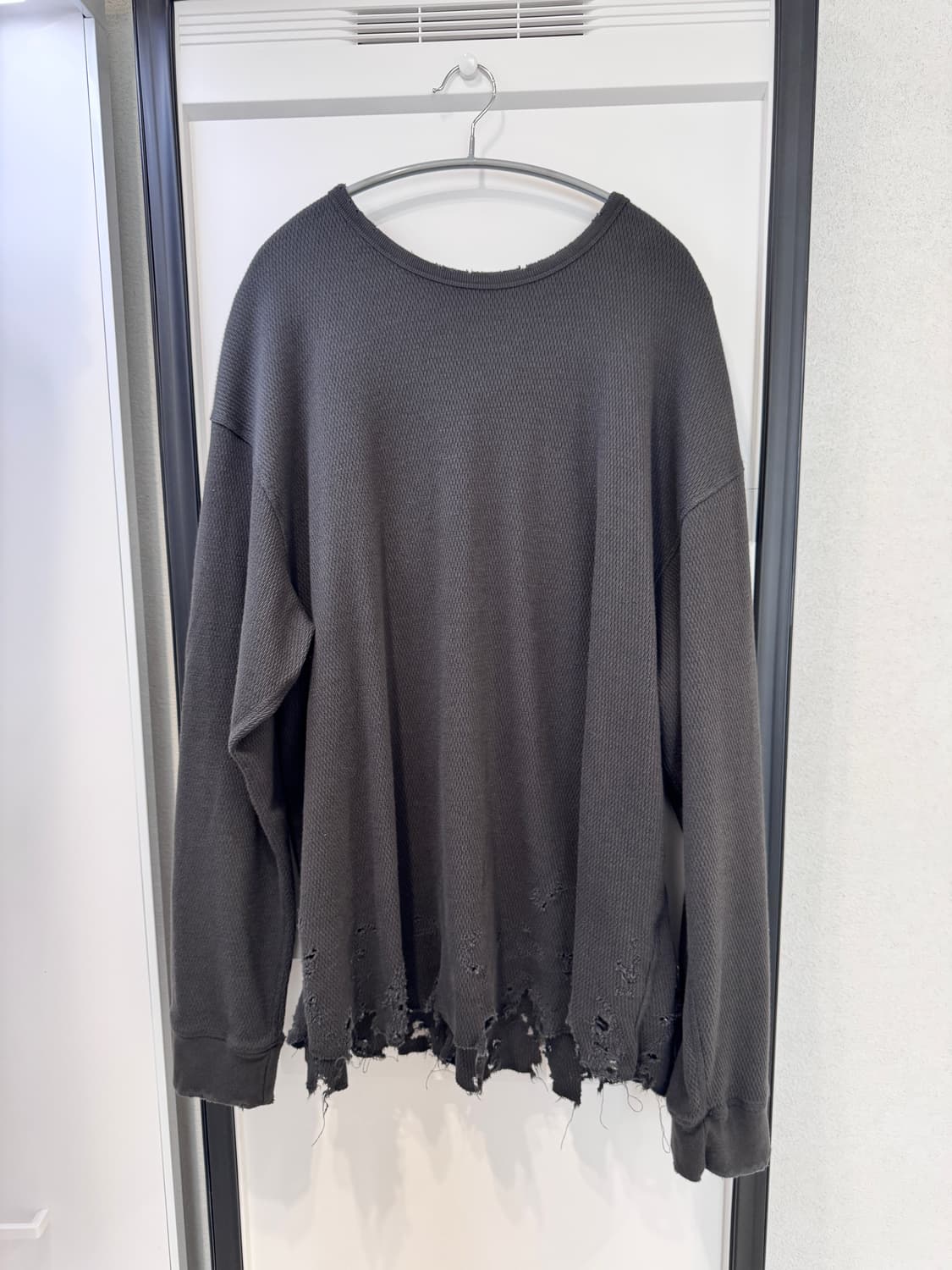 아르반 디스트레스 텍스처 와플 롱슬리브 빈티지 차콜 3사이즈 상품이미지8