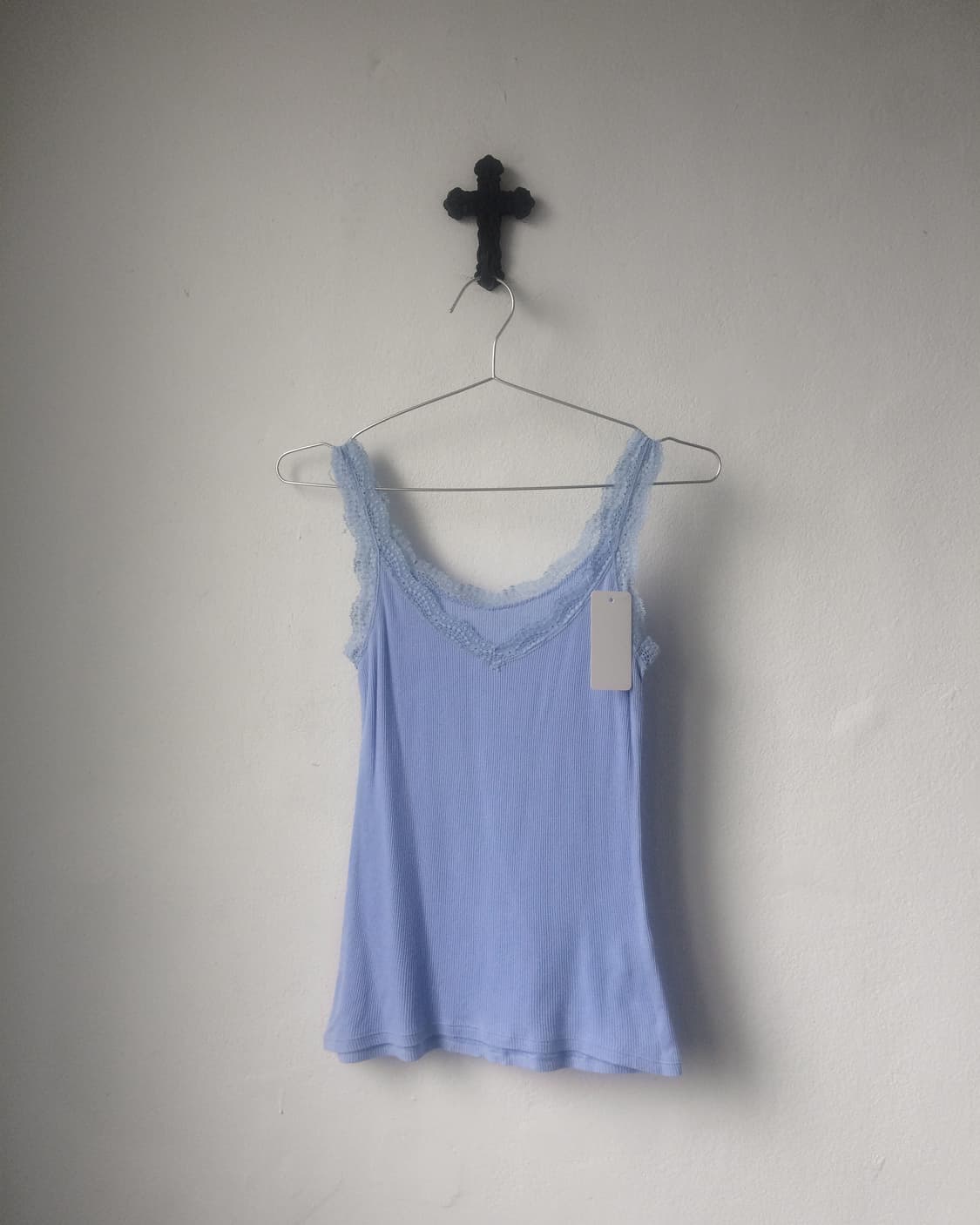 Lace trimming ribbed sleeveless 상품이미지2