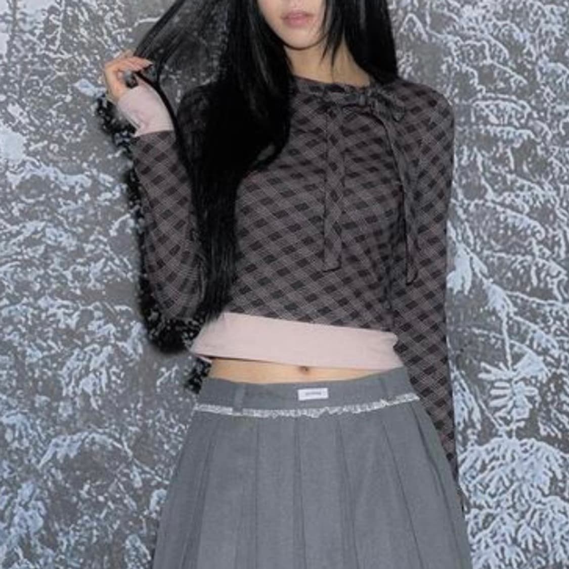 드라이로즈 체크 타이 레이어드 탑 상품이미지3