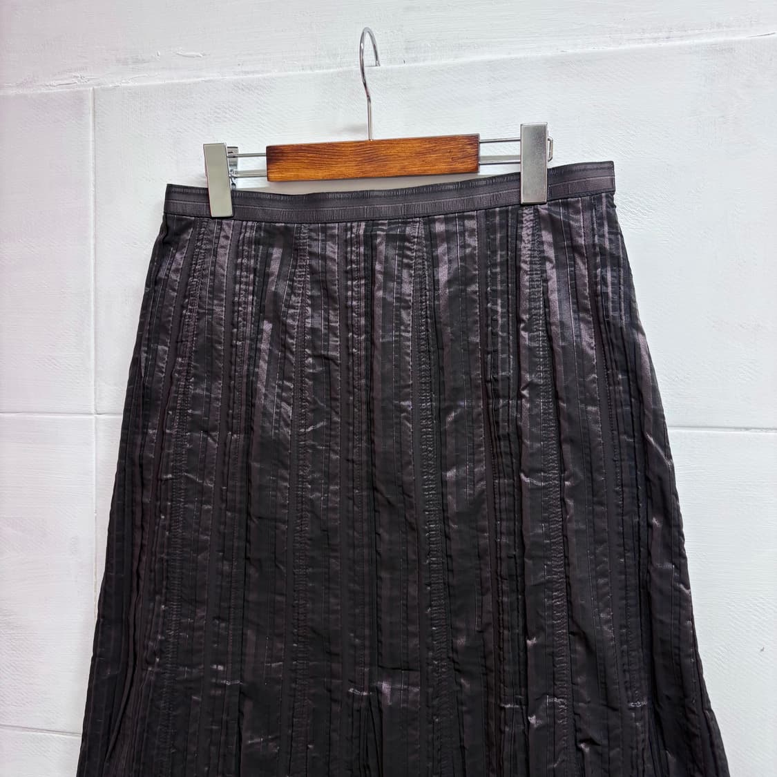 딥퍼플 세틴 스트라이프 페어리 롱 스커트 JPN 상품이미지2