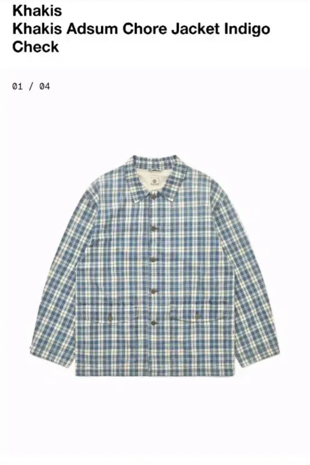 [L] 카키스 x Adsum 초어자켓 인디고 체크 상품이미지1