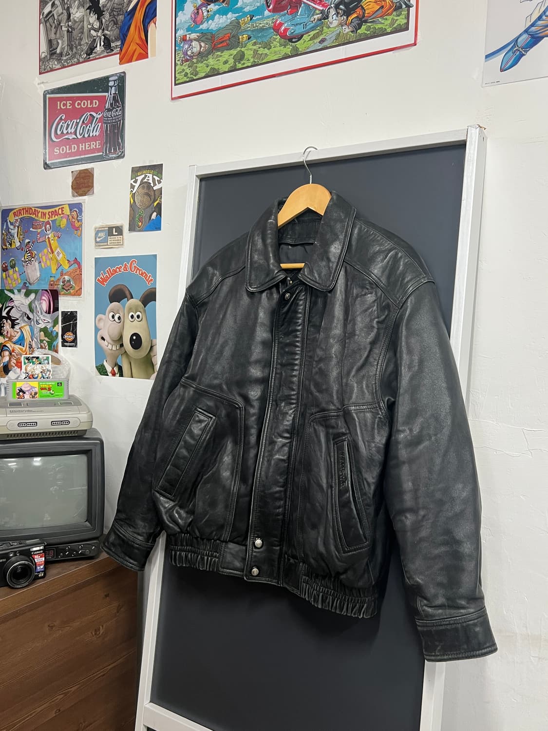 90s ManStar 맨스타 루즈핏 양가죽 봄버 가죽 자켓 상품이미지1