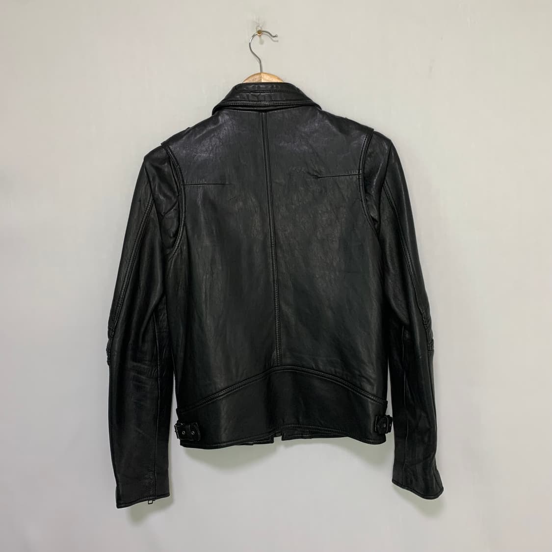 빈티지 쉽스킨 양가죽 바이커 레더자켓 블랙 여성 L 00s 2010 상품이미지5