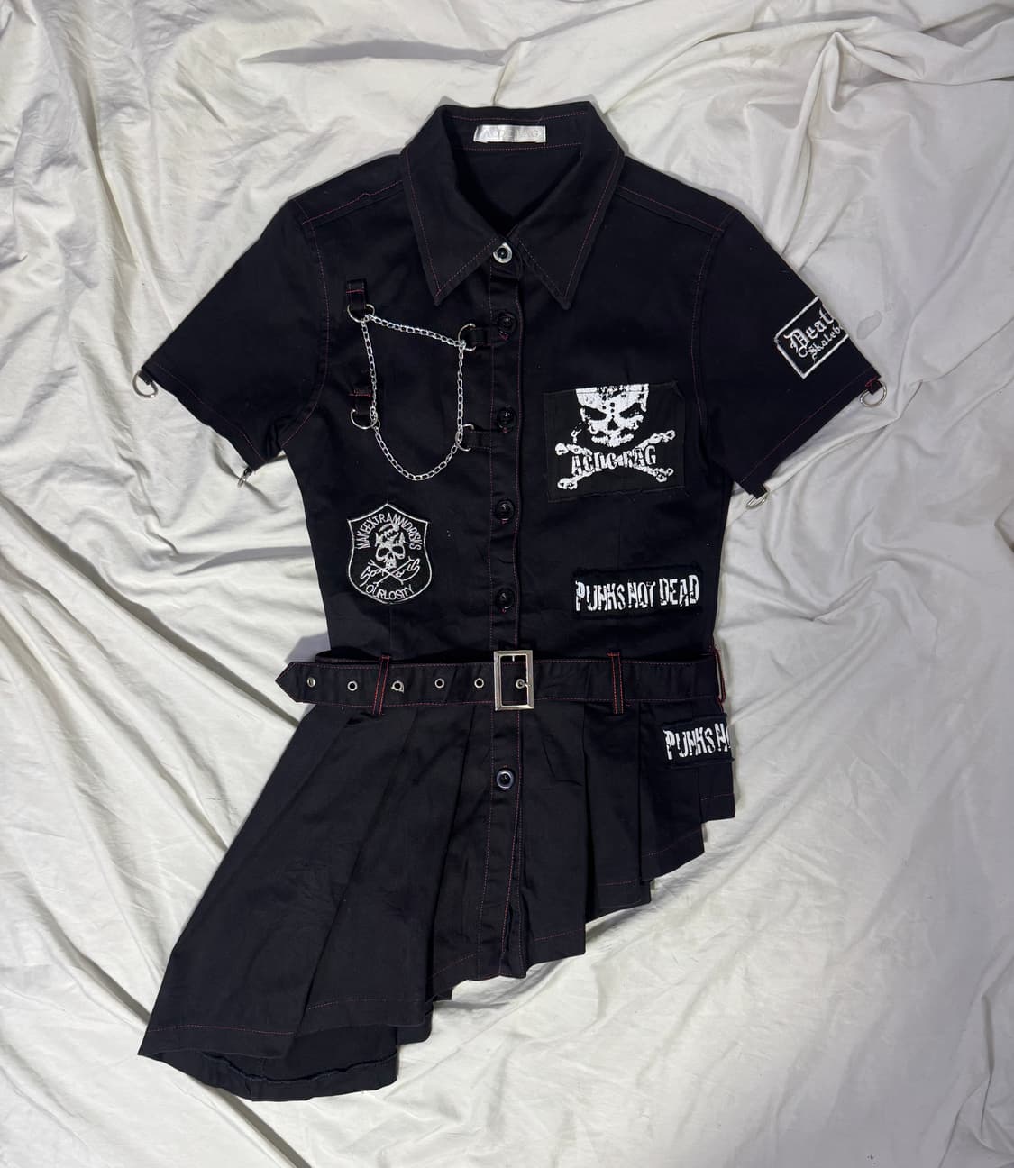 ACDC RAG 스컬 체인 어시메트리 스커트 원피스 펑크  상품이미지2