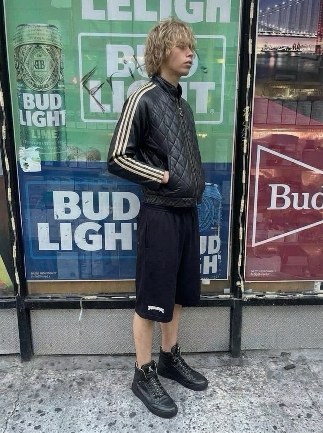 빈티지 Y2K 아디다스 삼선 양가죽 크롭 봄버자켓 상품이미지2