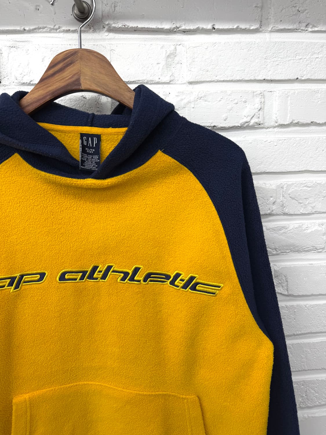 갭 옐로우 블루 배색 플리스 후드티 상품이미지4