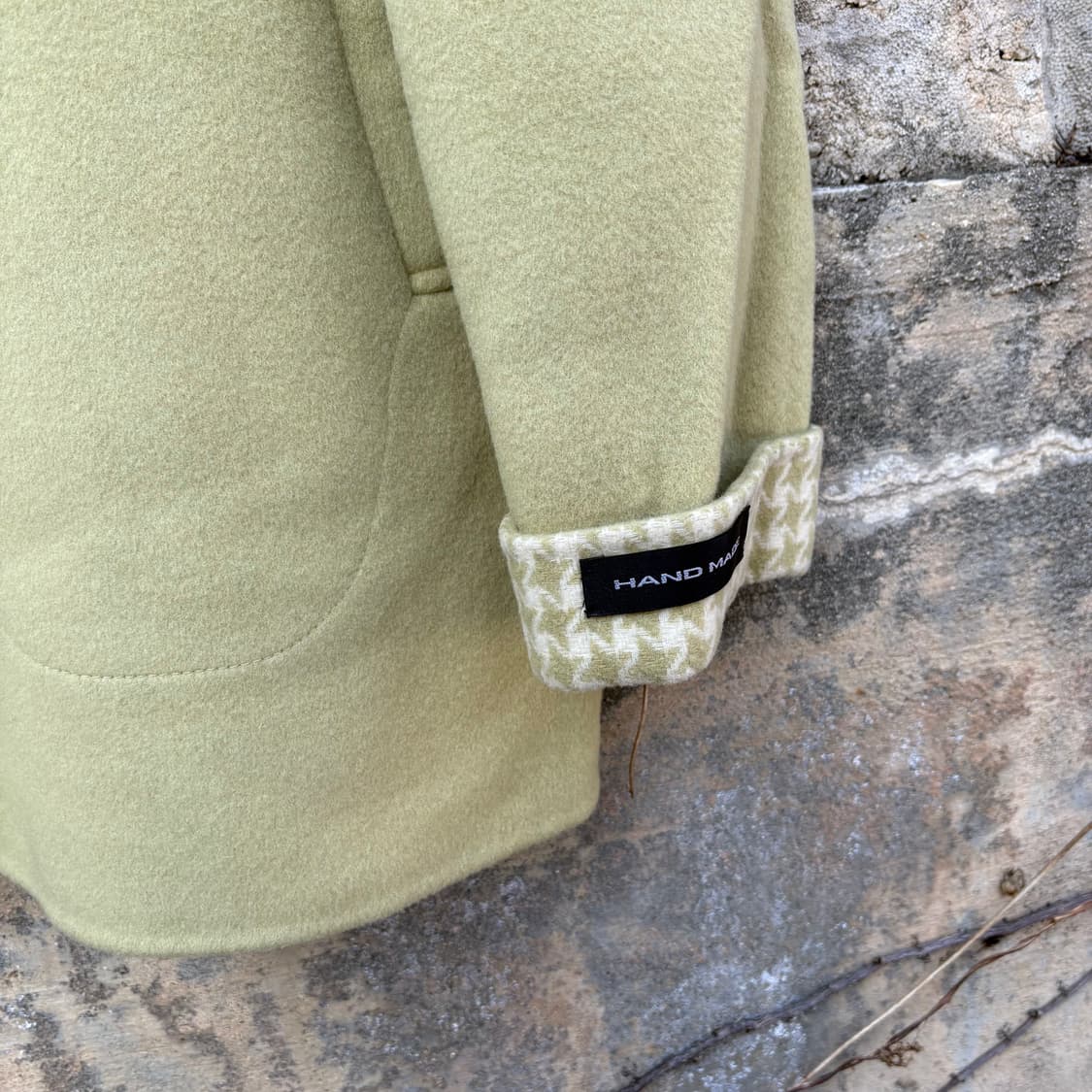 아메카지 모리 깅엄 체크 카라 포인트 핸드메이드 오버핏 빈티지 자켓 코트 상품이미지4