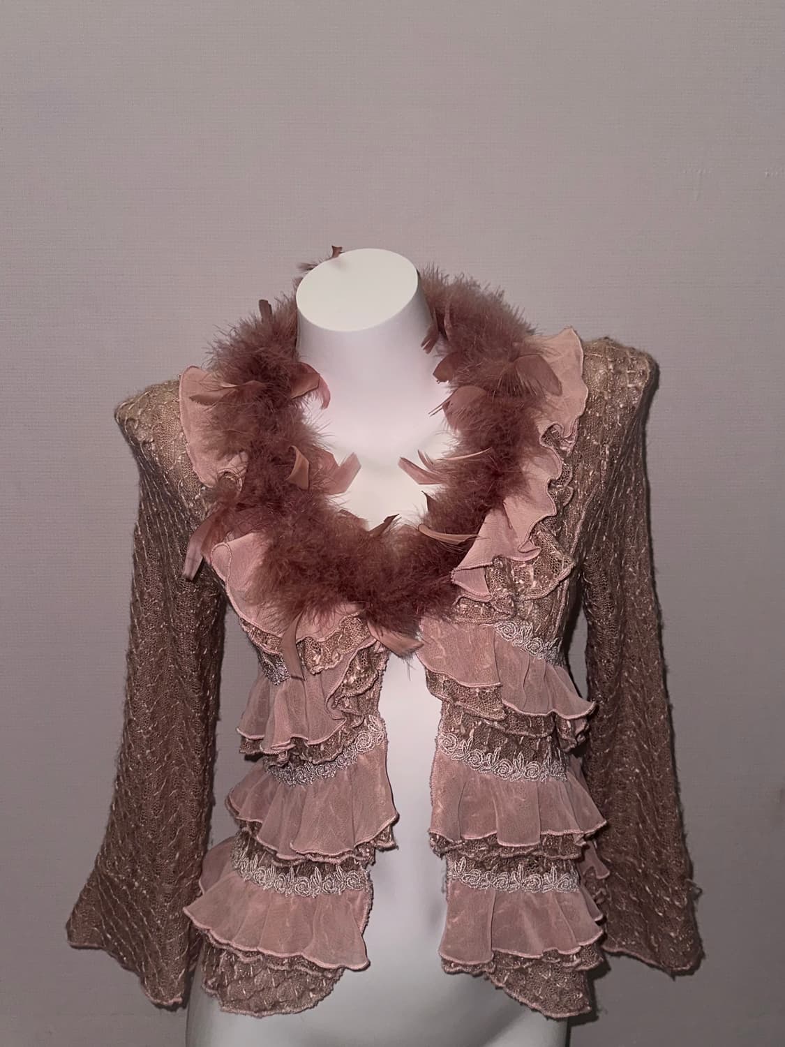 빈티지 깃털 레이스 프릴 페어리 가디건 상품이미지8