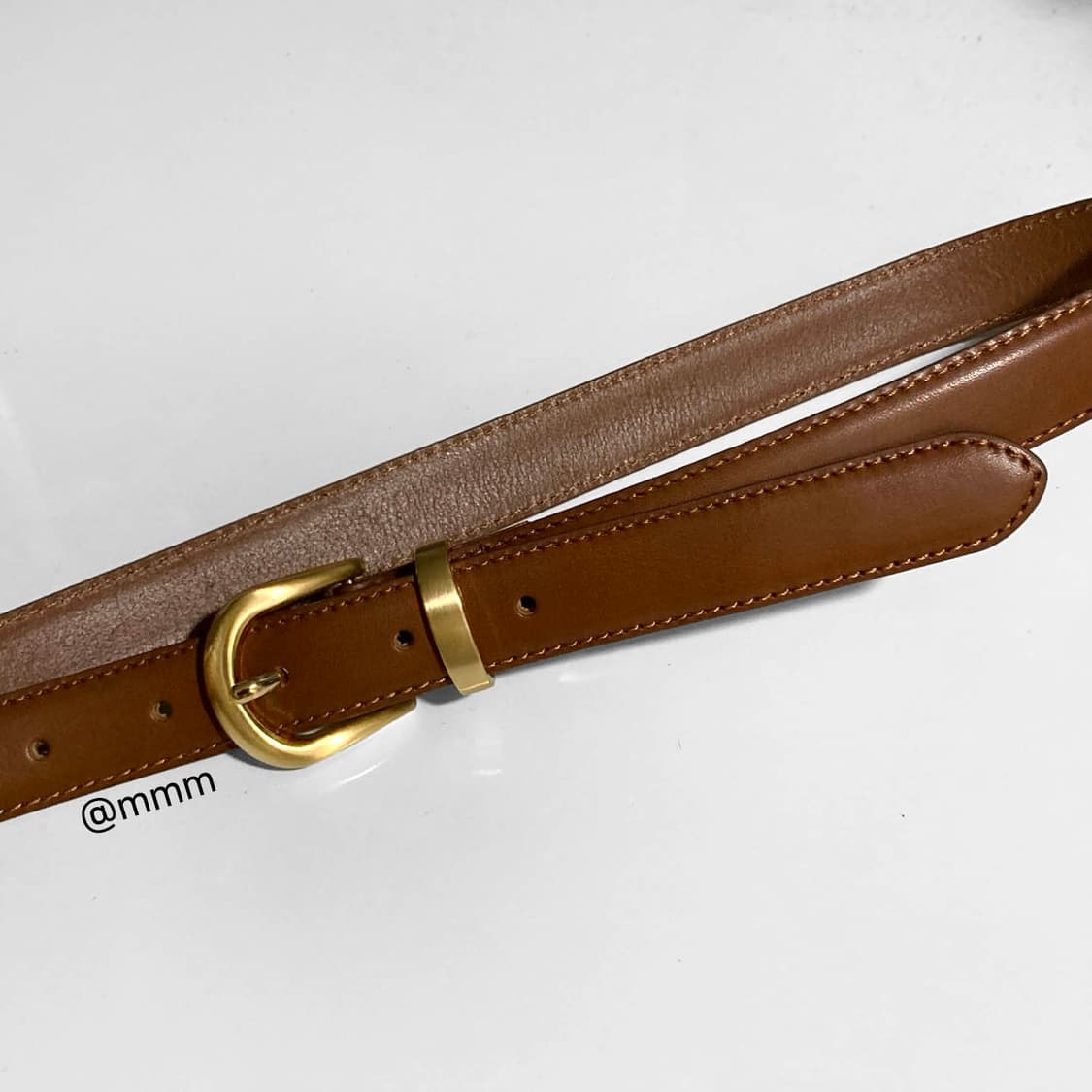 [Unisex]골드링 이태리 가죽 벨트 연브라운 상품이미지3