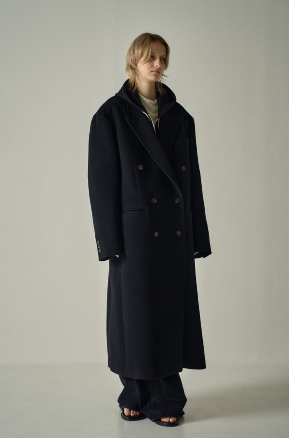 파사드패턴 더블코트 새상품급 블랙 ,xs 상품이미지2