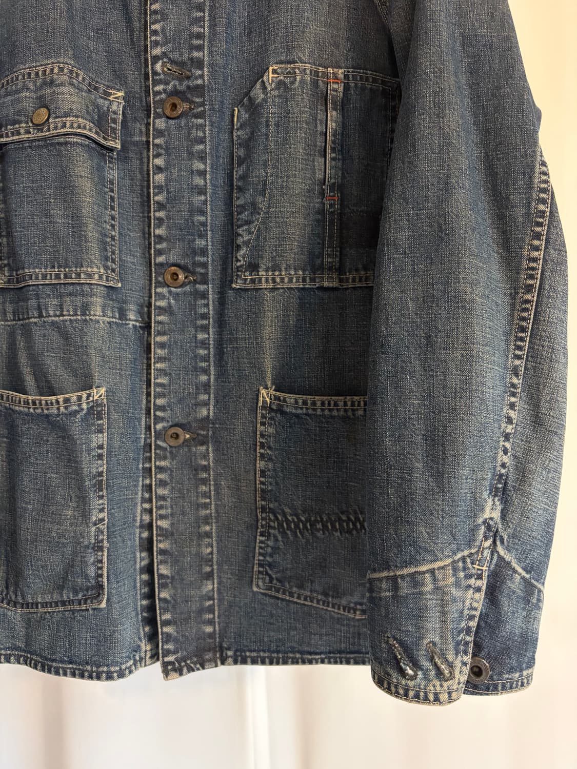 90s bartack 빈티지 데님 초어자켓 M 상품이미지3