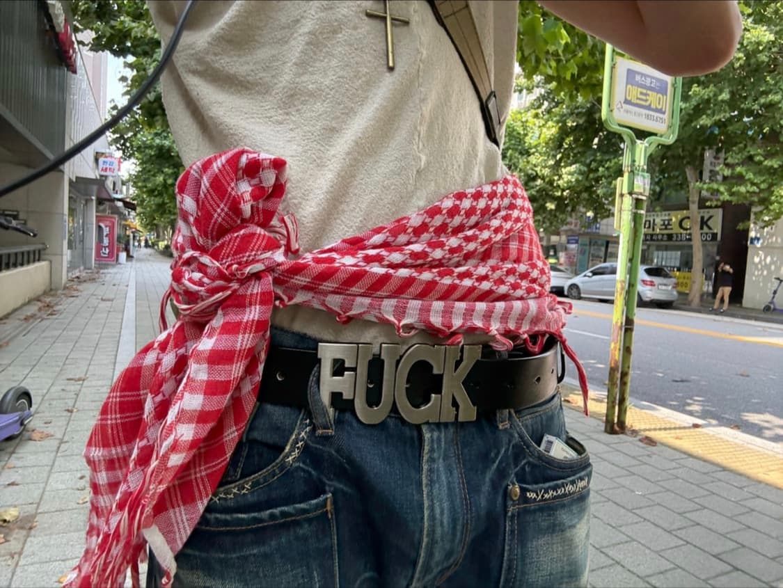 fuck cow leather belt bk 상품이미지3