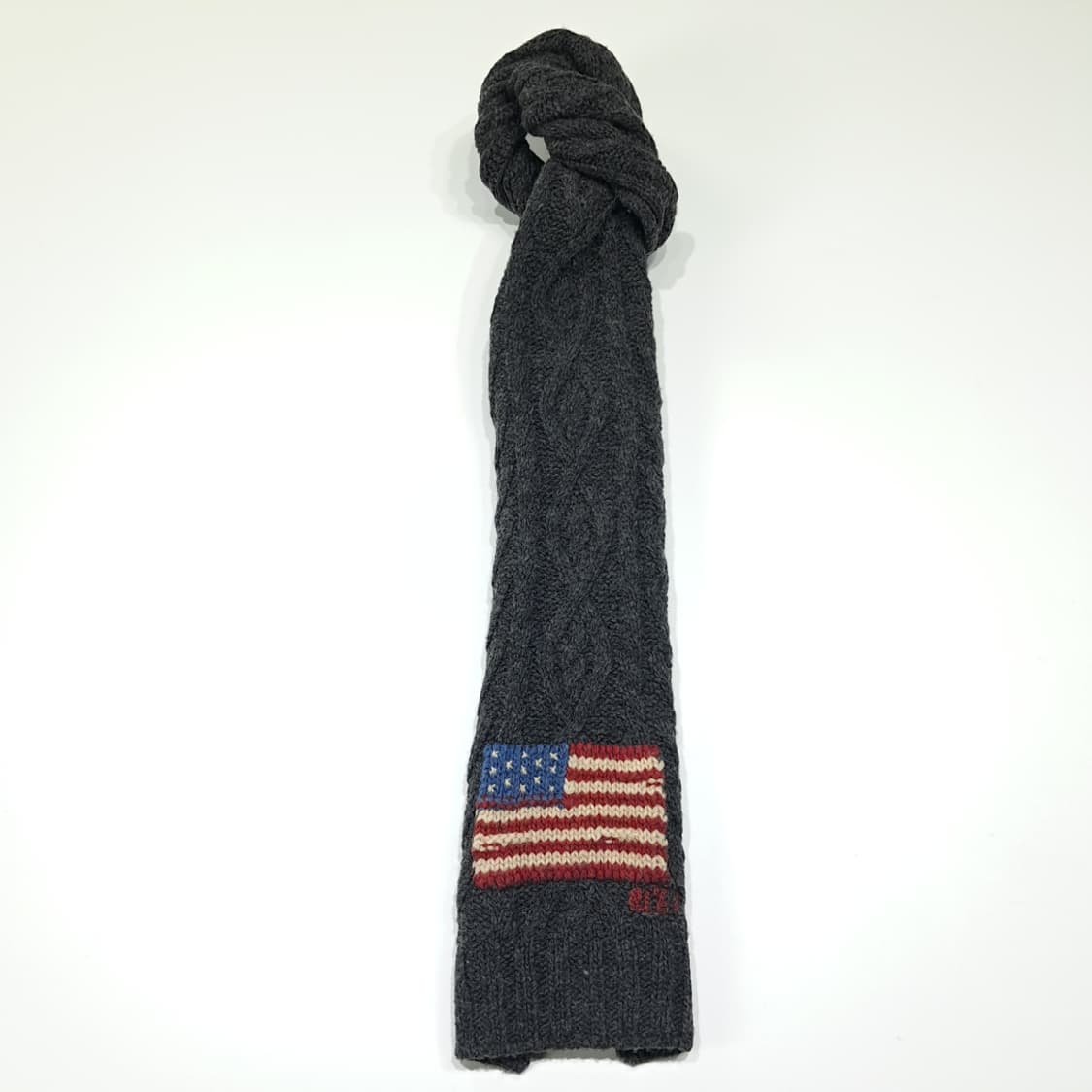 MX571 폴로 90s 램스울 성조기패치 차콜그레이 머플러 목도리 상품이미지5