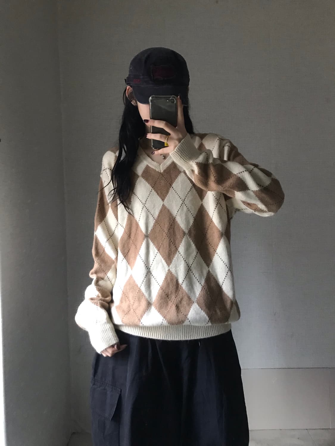 폴로 아가일 오버핏 니트 상품이미지5