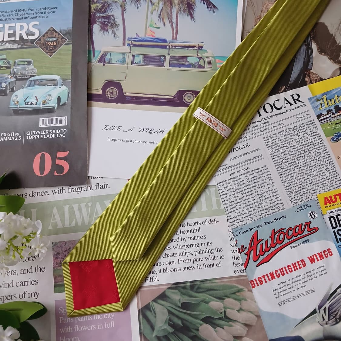 MCM 실크 연두 솔리드 넥타이 8cm A등급 A19377
 상품이미지4