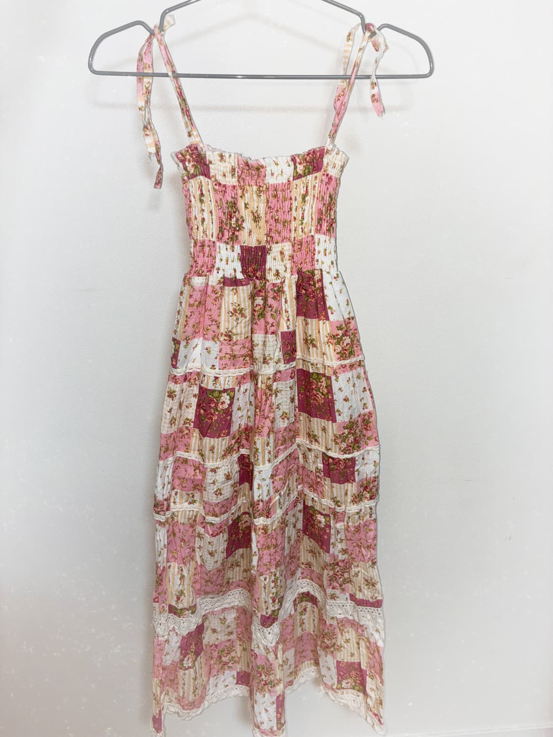 일본 빈티지 핀터깔 딸기우유 패치워크 원피스 상품이미지5