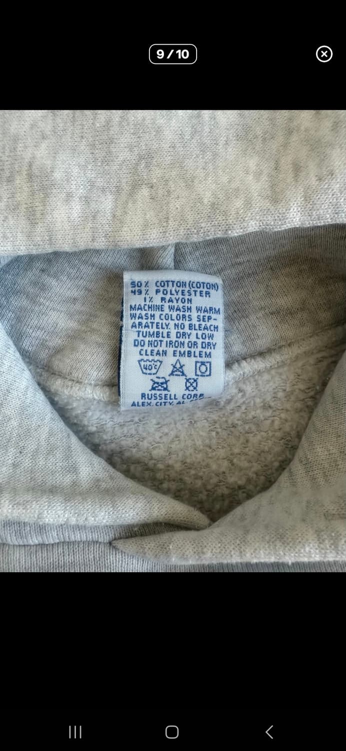 90s 빈티지 러셀 후드 밝은 그레이 XL USA 상품이미지10